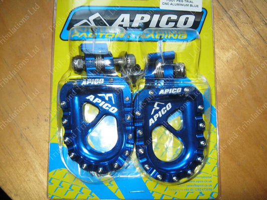 Apico 60mm wide Forged Alloy footrests ( Blue)