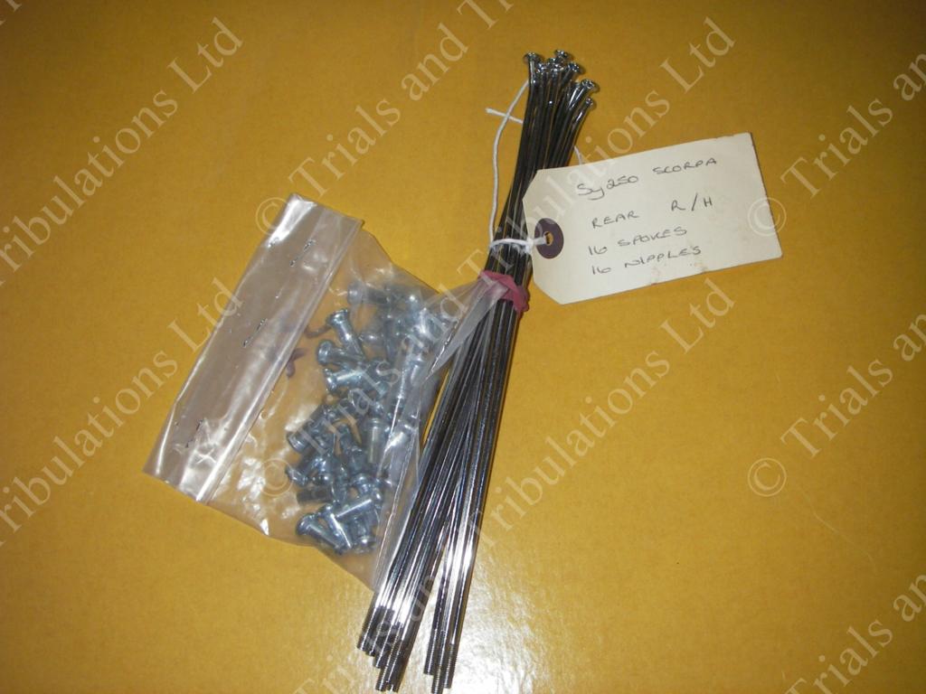 Scorpa rear wheel spoke & nipple - Disc side- (priced each)